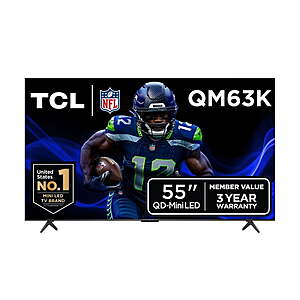 Sam's Club Members: 55" TCL QM63K Series QD-Mini LED QLED 4K UHD Smart TV w/ Google TV $447.99 + Free S&H w/ Sam's Plus Membership