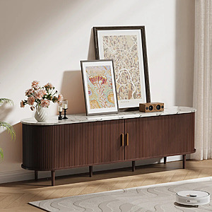 55" Latitude Run Mid Century Modern TV Stand w/ Power Outlet & Adjustable Shelves: Walnut/Marble $139.99, Black $148.99 + Free Shipping