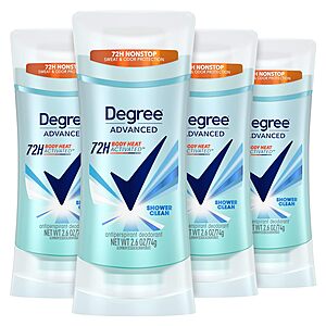 4-Count 2.6-Ounce Degree Women Advanced 72-Hour Antiperspirant Deodorant Stick (Shower Clean) $11.66 w/ S&S + Free Shipping w/ Prime or on $35+