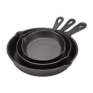 3-Piece Cooks Cast Iron Fry Pan Set (10",8",6.5") $26.99 + Free Shipping $50+