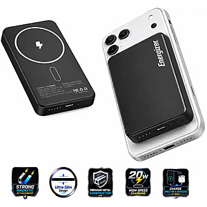 Energizer 10,000mAh Slim Metal 20W Magnetic Wireless Magsafe PowerBank Portable Charger $17.99 + Free Shipping