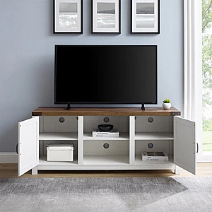 Woven Paths Farmhouse Barn Door TV Stand (White, Up to 65" TVs) $66.24 + Free Shipping