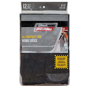 12-Pack Dickies Work Tube Socks (Black, 6-12) $11.00 + Free Shipping w/ Walmart+ or on $35+