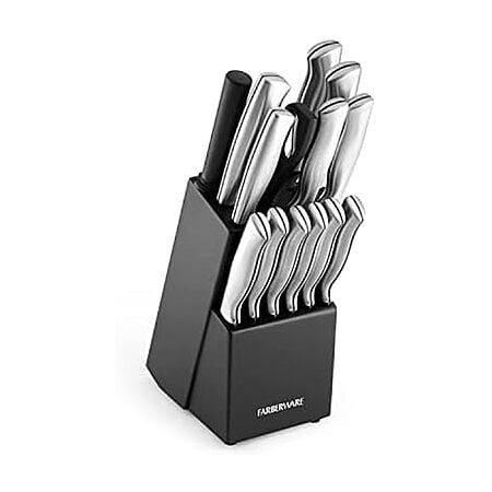 [Prime] 15-Piece Farberware High Carbon Stamped Stainless Steel Knife Set w/ Wooden Block (Black) $19.99 + Free Shipping w/ Prime or on $35+