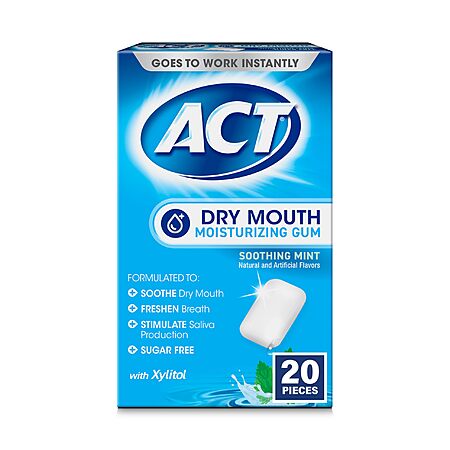20-Piece ACT Dry Mouth Moisturizing Xylitol Sugar-Free Gum (Soothing Mint) $2.58 w/ S&S + Free Shipping w/ Prime or on $35+