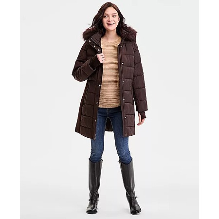 Michael Michael Kors Women's Faux-Fur-Trim Hooded Puffer Coat (Various) $79.99 & More + Free Shipping