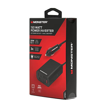 Monster 150W Power Inverter AC Power Outlet + Dual USB Port $18.99 + Free Shipping