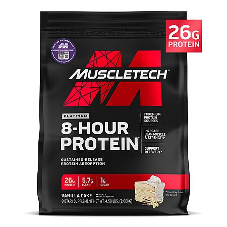 Select Accounts: 4.58-Lbs MuscleTech Platinum 8-Hour Protein Powder (Vanilla Cake, 50-Servings) $27.46 w/ S&S + Free Shipping w/ Prime or on $35+