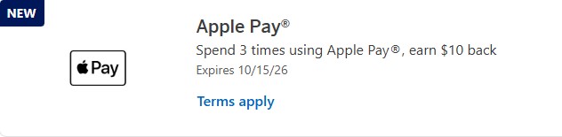 AMEX Offer: Spend 3 times using Apple Pay®, earn $10 back YMMV + more