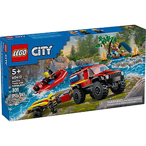 LEGO City 4x4 Fire Truck with Rescue Boat Building Toy - Fire Truck Toy- 60412 $19