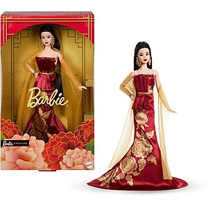 Barbie Signature Lunar New Year Fashion Doll, Red Dress with Golden Peonies $39.19