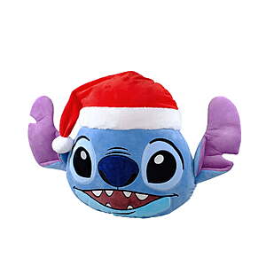 Stitch in a Santa Hat, 16 inch, Round Figural Holiday Pillow, Blue, All Ages by Ruz $6.64