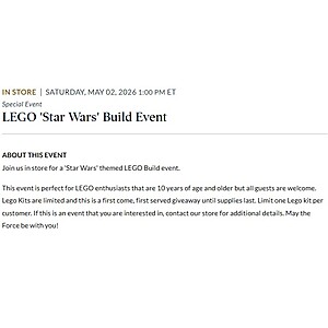 Barnes and Noble LEGO 'Star Wars' Build Event May 1-3