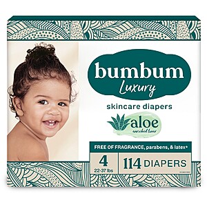 2x bumbum Luxury Skincare Disposable Diapers - Size 4 - 114ct + $15 GC $57.74 NO TAX