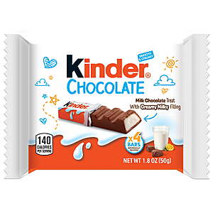 Free after WM Cash-Kinder Chocolate, 4 Bars, Milk Chocolate Bar 1.8 oz Total