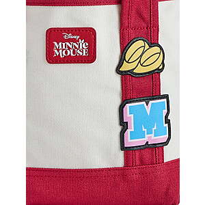 Disney Women's Patches Canvas Tote Bag, Mickey Mouse, Minnie, Lilo and Stitch $9.97
