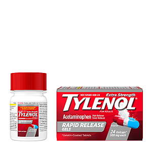 $3 WM CASH + Tylenol Extra Strength Pain Relief Rapid Release Gels 500mg Acetaminophen, 24 Count $4.97