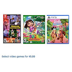 Select Kids Videogames $5.99: Barbie, Dora + more