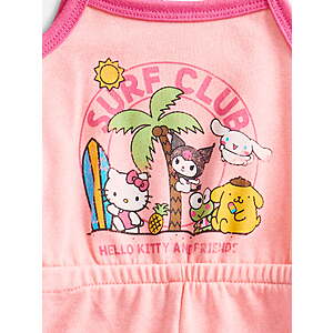 Baby Girls Sleeveless Graphic Romper with Matching Bow Headband,Minnie Mouse, Hello Kitty and Friends, Mustang $6