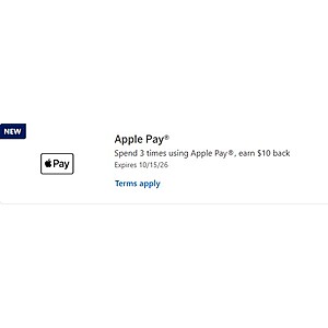 AMEX Offer: Spend 3 times using Apple Pay®, earn $10 back YMMV + more