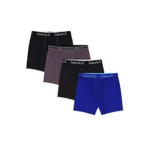 Reebok Men's Featherweight Performance Regular Leg Boxer Briefs, 4 pack Sizes S