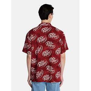 Dr Pepper Men's and Big Men's Graphic Woven Resort Shirt $6.54