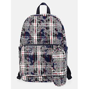 Weekend Academy Girl's Dome Backpack with Pouch, Navy Distressed Plaid $5.2