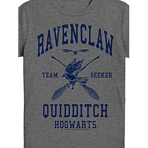 Harry Potter, Boys' & Big Boys' Graphic Tee, Ravenclaw Crest or Quidditch $2.16