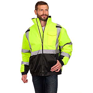 Bass Creek Outfitters Men's Oxford Insulated Safety Work Jacket with Hidden Hood $11