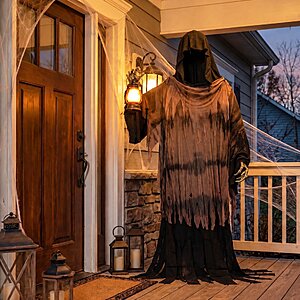 Animated Reaper with Lantern Decoration, Black and Brown, 84", Halloween by Way To Celebrate $34.75