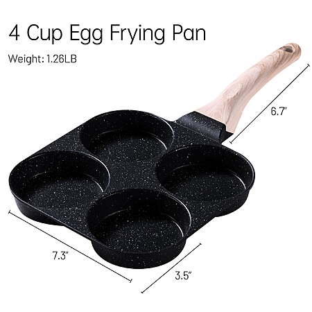 Carote 4-Cup Nonstick Egg and Burger Pan, Breakfast Skillet with Divided Sections $12.99 or $9.99 AC