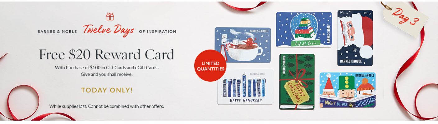 Barnes And Noble Buy 100 Gift Card Get 20 Reward Today Only