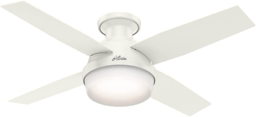 $85 Hunter Dempsey Indoor Ceiling Fan with LED Light and Remote Control, 44", White