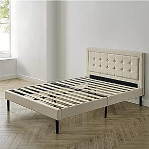 Classic brands mornington upholstered platform bed headboard on sale and metal frame with wood slat support