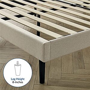 Classic brands mornington upholstered platform bed headboard deals and metal frame with wood slat support