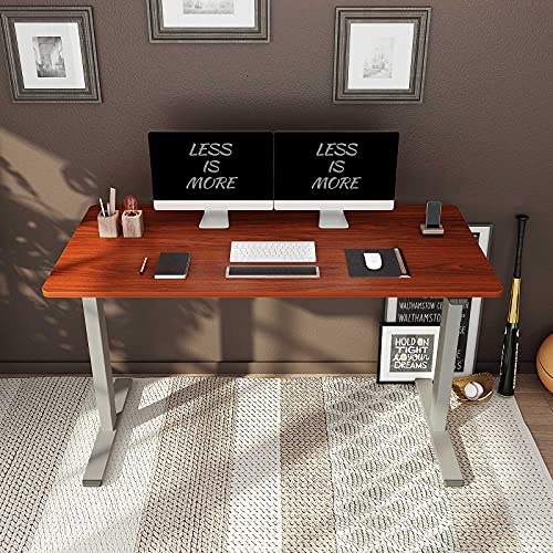 FLEXISPOT EG1 Essential Standing Desk 55 x 28 Inches Height Adjustable Desk with Splice Board (Gray Frame + Mahogany Top) $189
