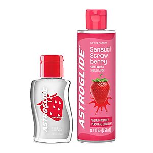 2-Pk 2.5-Oz & 8.5-Oz Astroglide Water-Based Strawberry Flavored Personal Lubricant $14.10