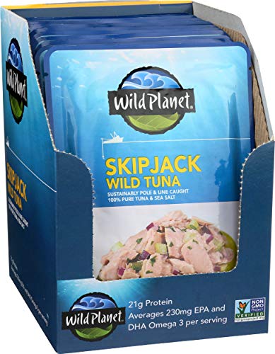 Wild Planet Skipjack Wild Tuna, Sea Salt, Pouch, Keto and Paleo, 3rd Party Mercury Tested, 3 Ounce (Pack of 12) $20 + Free Shipping w/ Prime or on $25+