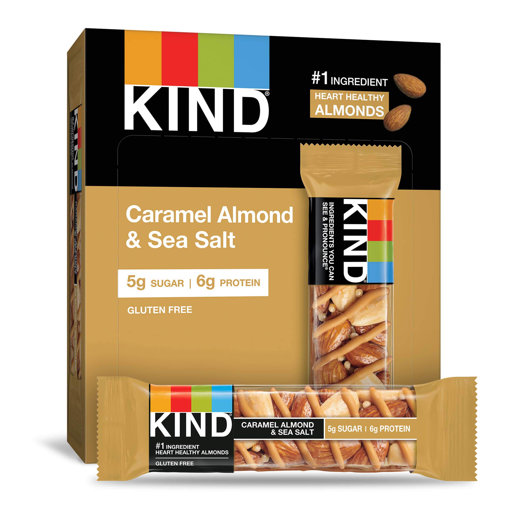 KIND Bars, Caramel Almond & Sea Salt, Healthy Snacks, Gluten Free, Low Sugar, 6g Protein, 12 Count - $9.72 w/ Subscribe & Save
