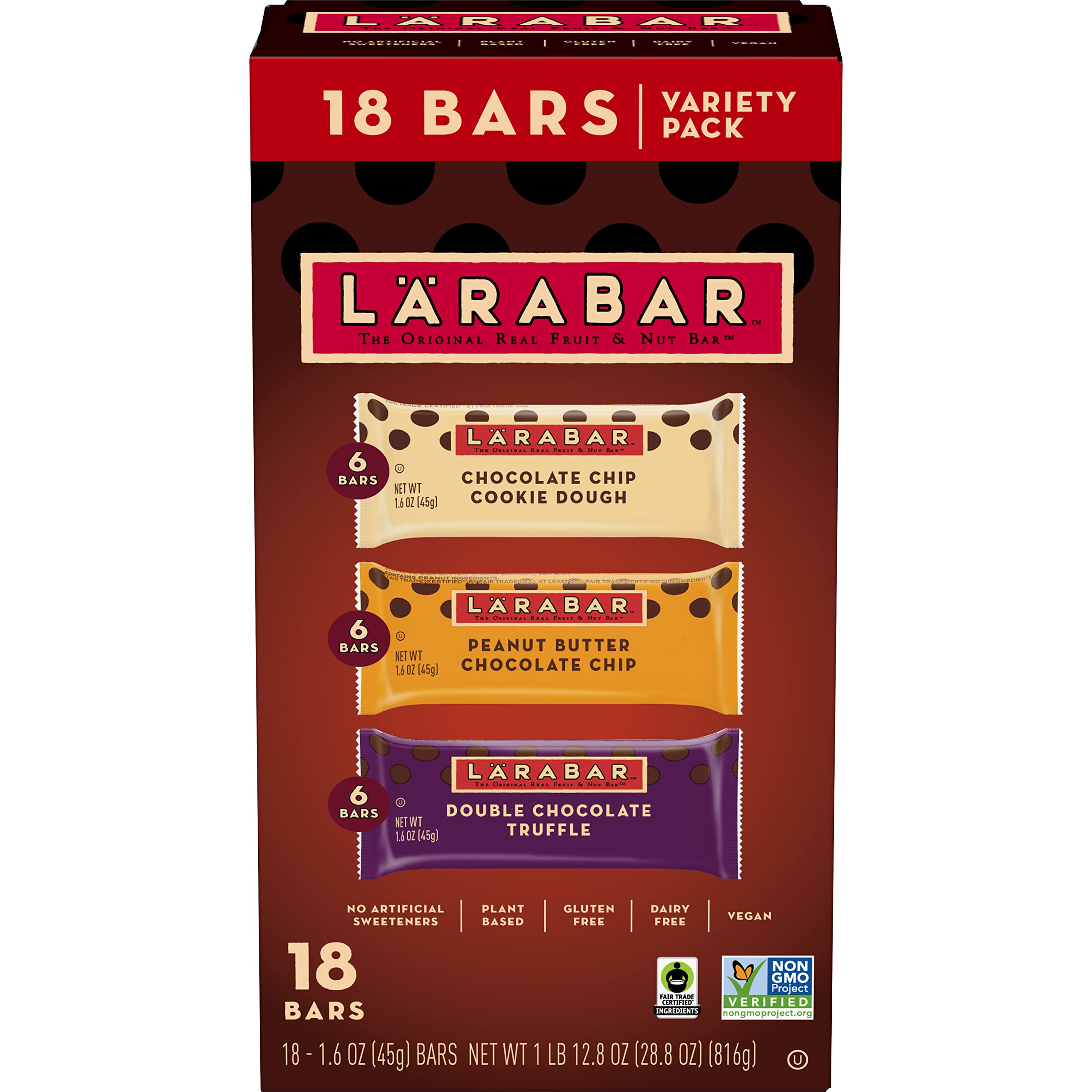 18-Count Larabar Chocolate Variety Pack, Gluten Free Vegan Fruit & Nut Bars - $14.39