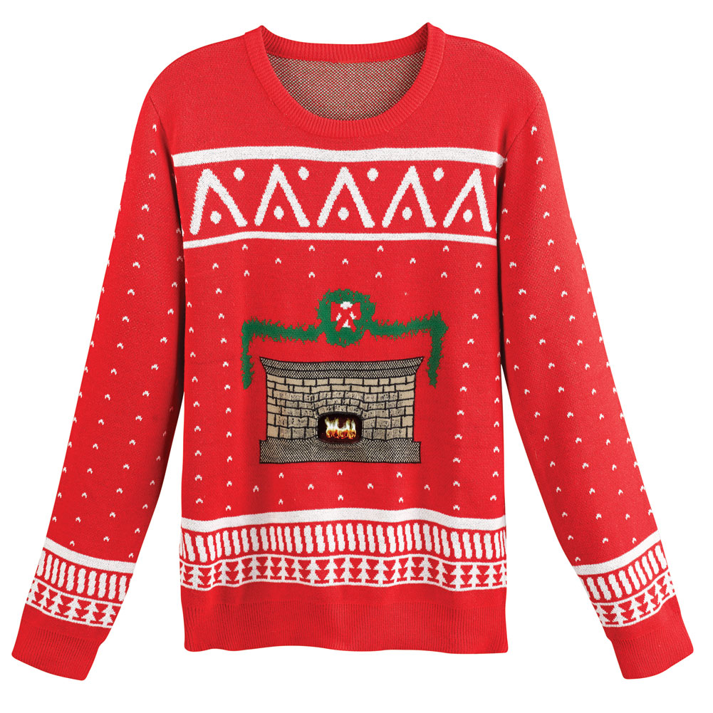 Ugly Christmas Sweater With Crackling Fireplace 42 94