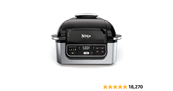 Ninja AG301 Foodi 5-in-1 Indoor Grill with Air Fry, Roast, Bake & Dehydrate, Black/Silver (Reg. $240) - $169
