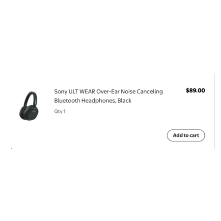 Sony ULT WEAR Over-Ear Noise Canceling Bluetooth Headphones, Black - $89 | IN-STORE only | YMMV