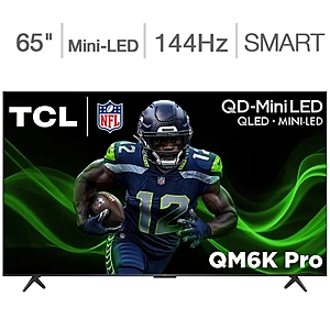 TCL QM6K PRO 65-inch Costco $499 QD-Mini LED 4K UHD 144Hz Google Smart TV