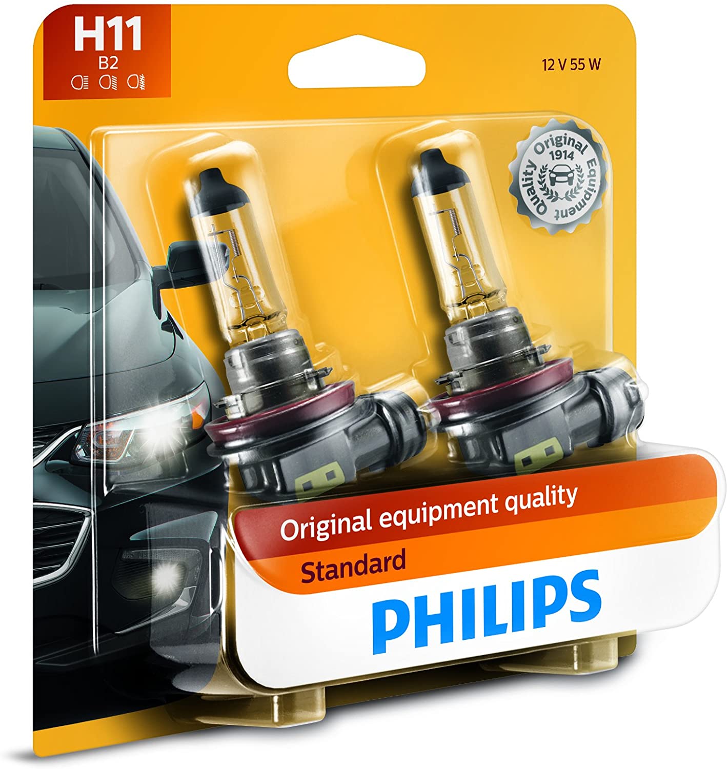 PHILIPS H11 Standard Halogen Replacement Headlight Bulb - 2 Pack $18