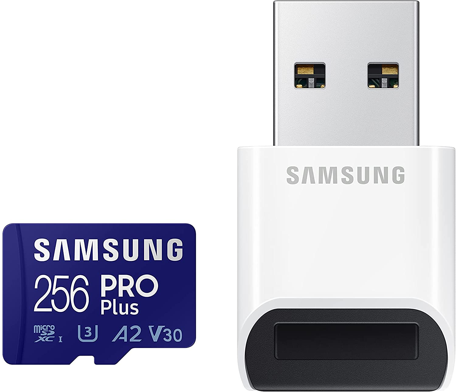 SAMSUNG PRO Plus + Reader 256GB microSDXC Up to 160MB/s UHS-I, U3, A2, V30, Full HD & 4K UHD Memory Card $43.99