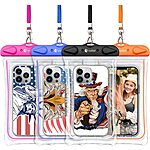 4-Pack F-color IPX8 Waterproof Phone Pouches (Blue, Black, Orange & Pink) $7