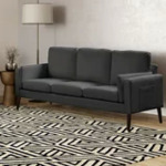 Elm &amp; Oak Nathaniel Sofa with Side Pocket and USB Power, Black Upholstery $225 + Free Shipping