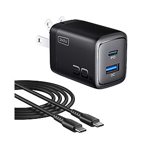 INIU 30W Fast Charging 2-Port USB C Charger Block with 5ft USB-C Cable $8.09 & More