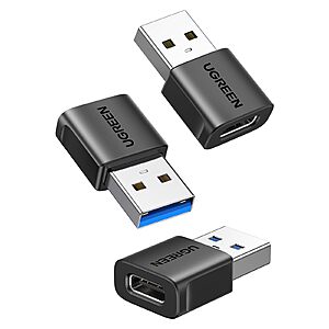 3-Pack UGREEN 10Gbps USB-C Female to USB 3.0 Male Adapters .95 & More